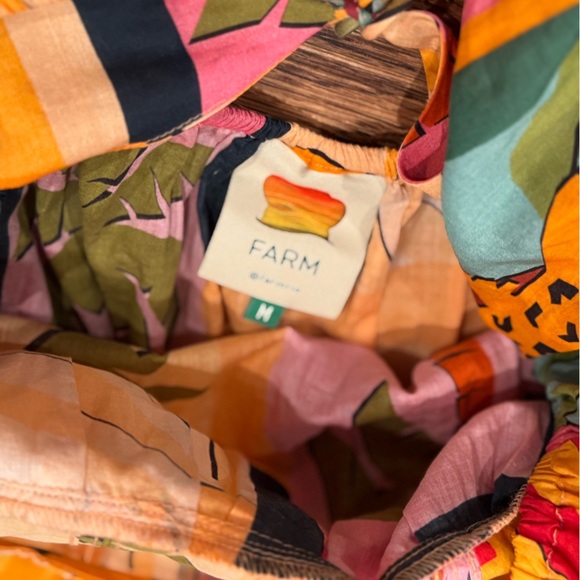 Farm Rio Tropical Collage Midi Dress Beach Maximalism Vacation Size Medium - Picture 7 of 10